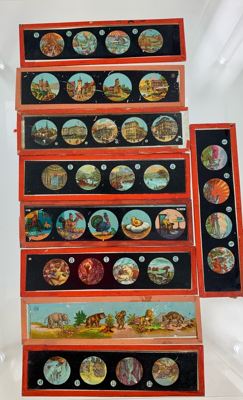 Lot #2 Antique 1890\'s Magic Lantern 9 Painted Slides Lot #2 Antique 1890\'s Magic Lantern 9 Painted Slides
