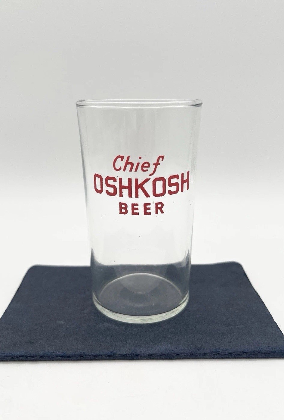 Vintage Chief Oshkosh Beer Glass Wisconsin Brewery Advertising Barware
