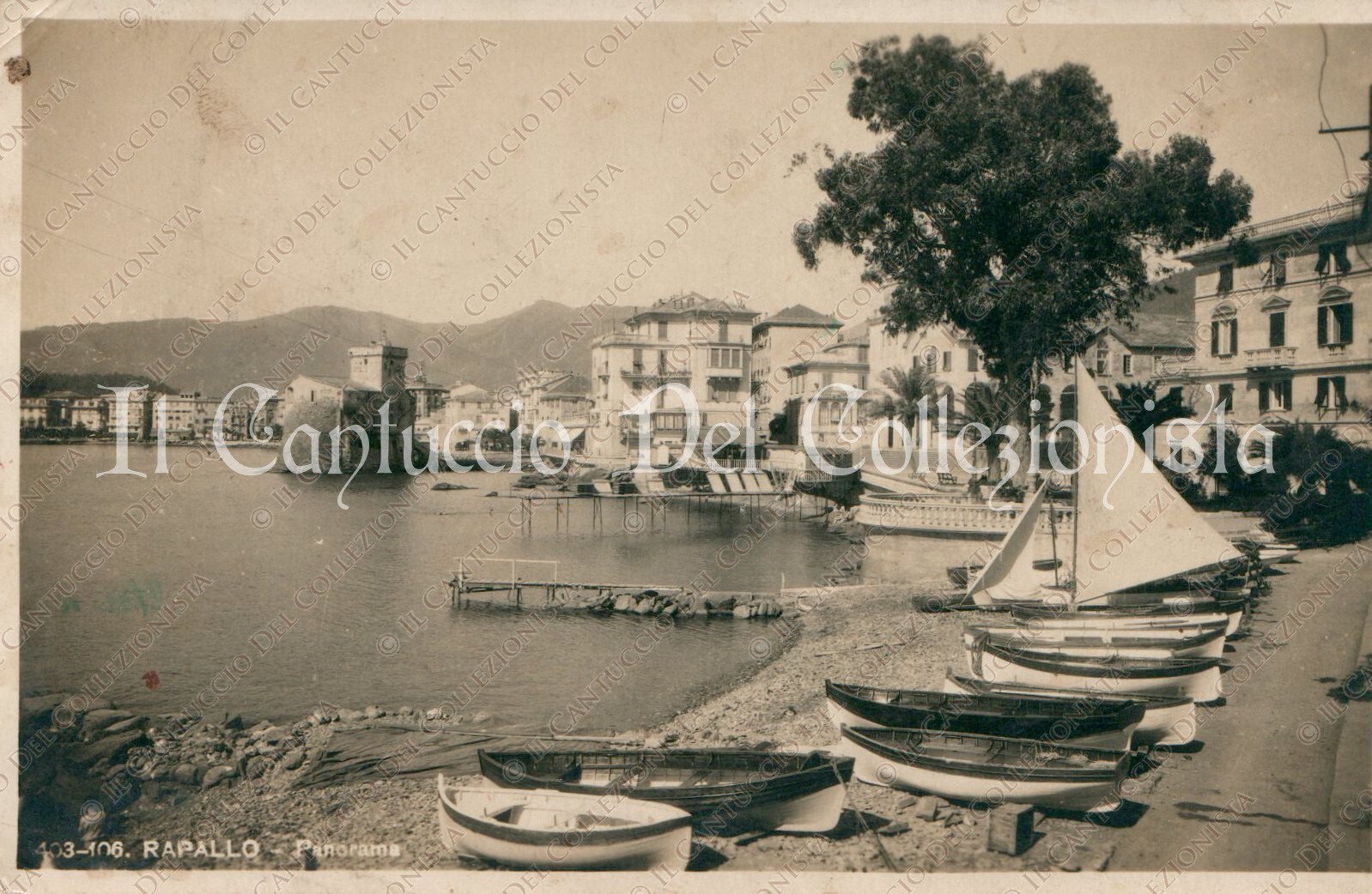 1938 RAPALLO Panorama boats Genoa postcard