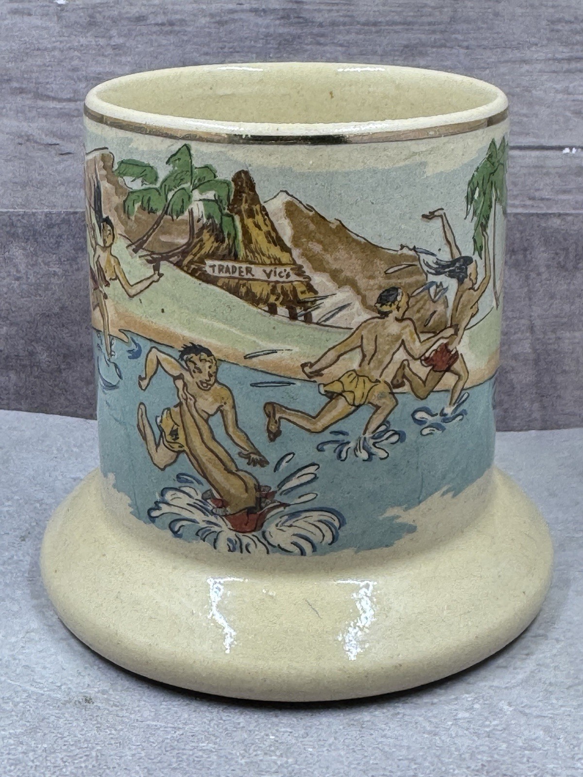 Rare Vintage TRADER VIC'S 1963 Honi Honi Naughty Ceramic Tiki Bar Mug 4” Tall
