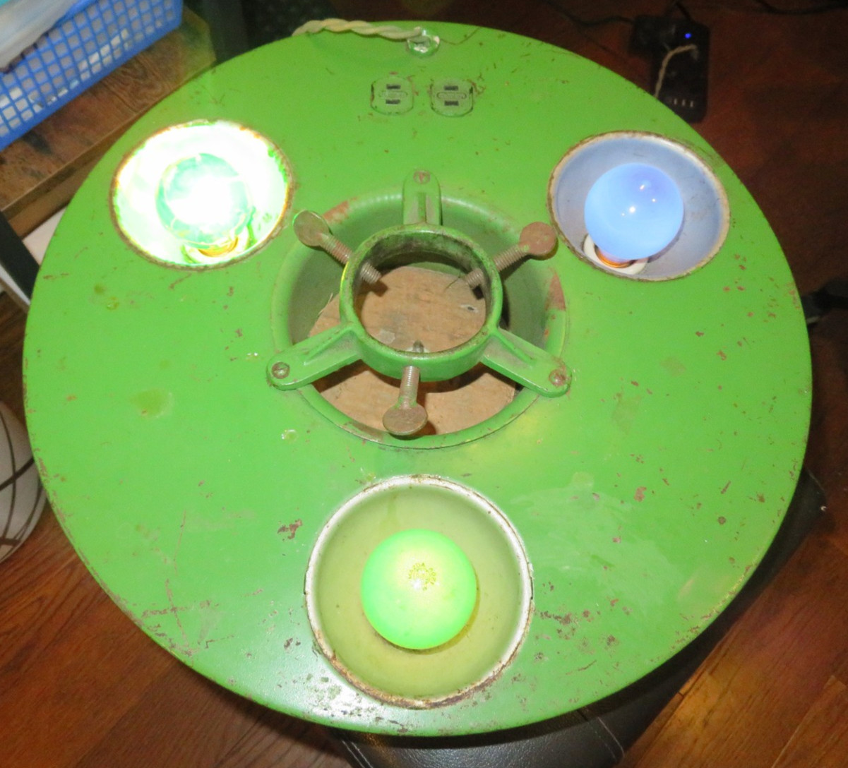 1926 BELMONT TREELITER w/3 Bulbs Light-Up Christmas Tree Stand, All Orig -WORKS