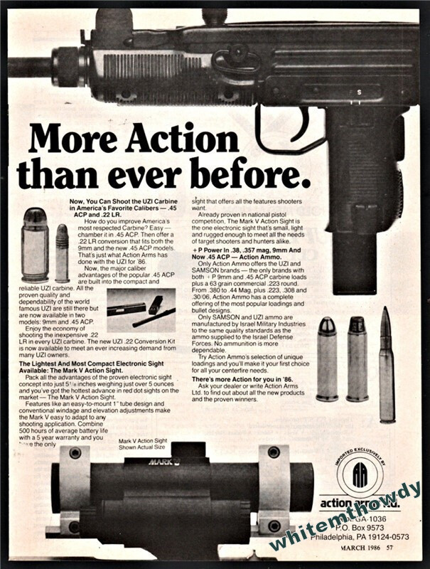 1986 UZI .45 ACP or .22LR Carbine PRINT AD