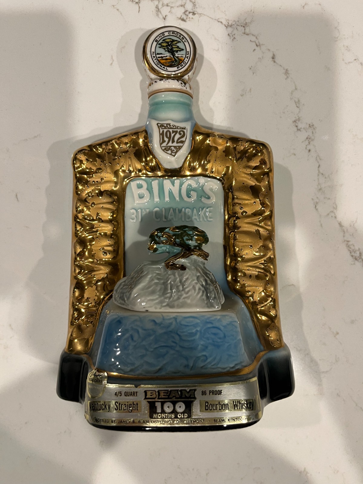 1972 Jim Beam Regal China Decanter The 31st Bing Crosby Clambake Pebble Beach