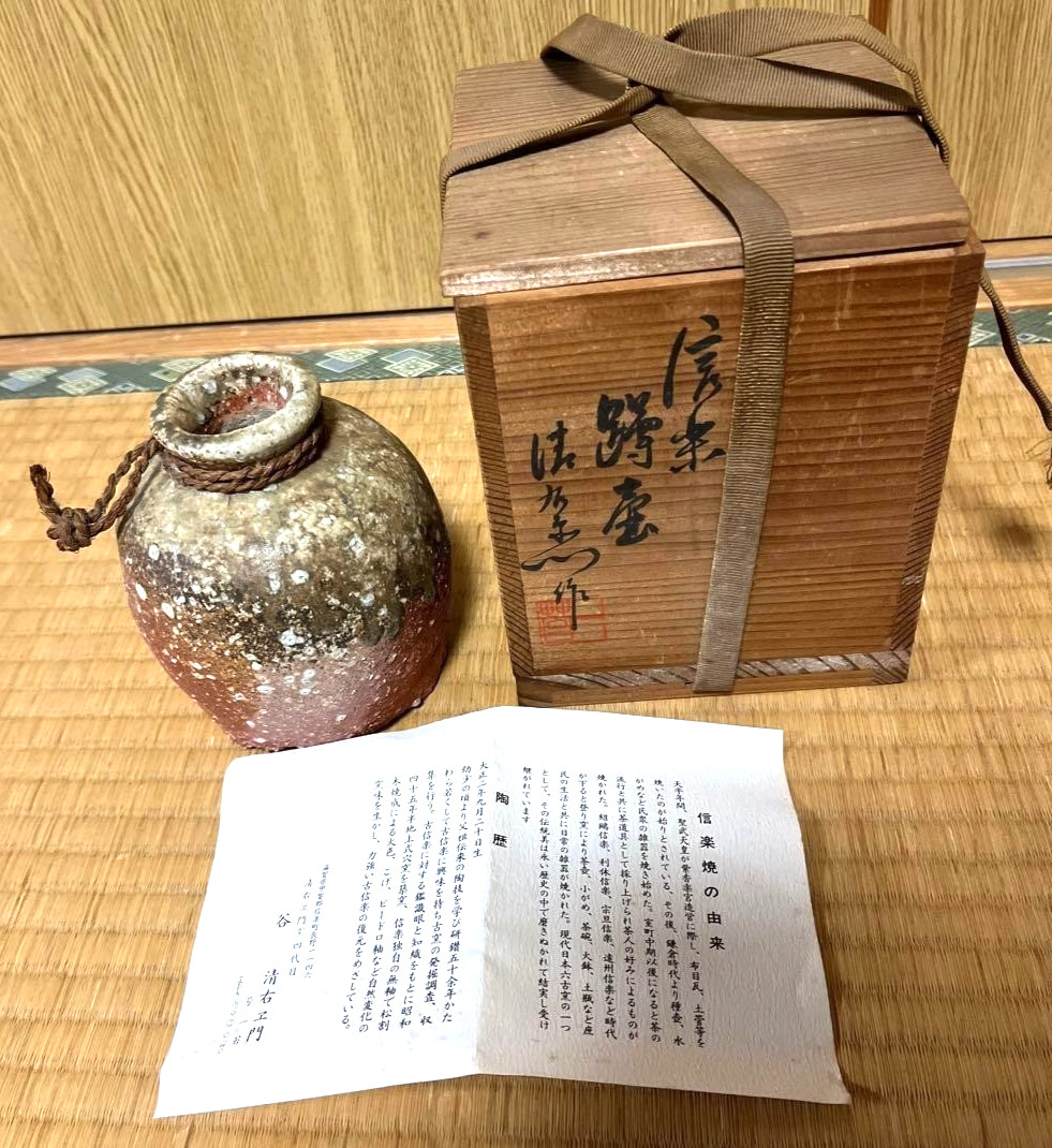 Japanese Shigaraki Ware Kayoi-Tokkuri Shape \