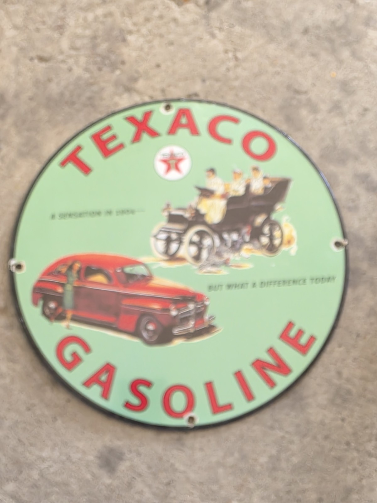 VINTAGE GREEN TEXACO GASOLINE PORCELAIN GAS STATION PUMP SIGN 12\