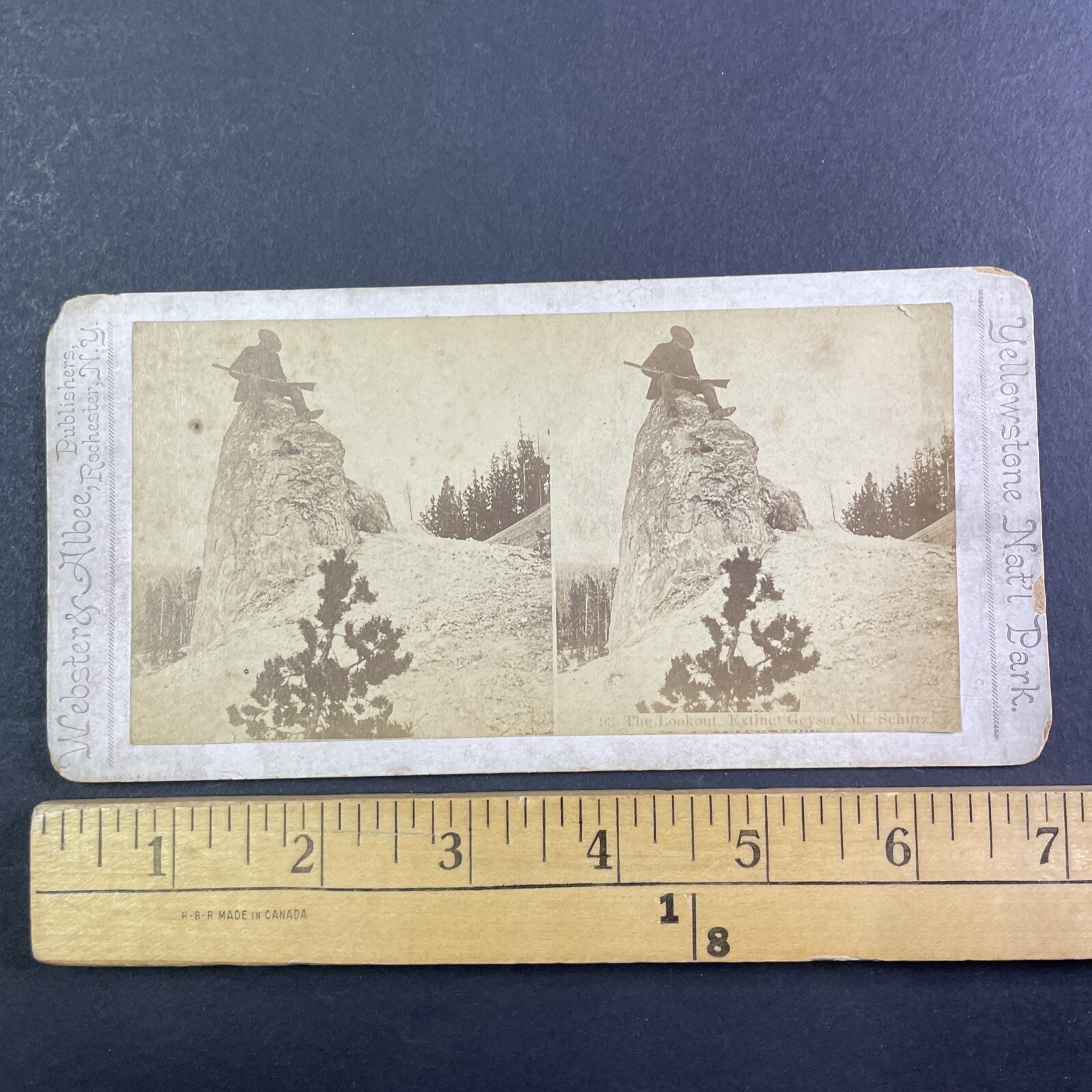 Yellowstone Nat'l Park Stereoview Webster & Albee 1870s Mt. Schurz Geyser Yellowstone Nat'l Park Stereoview Webster & Albee 1870s Mt. Schurz Geyser