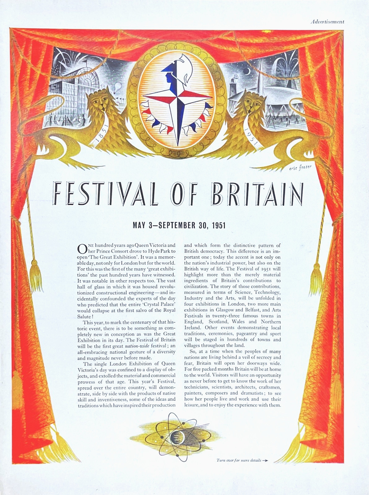1951 Festival of Britain Eric Fraser Art South Bank Exhibit Program Mag Article