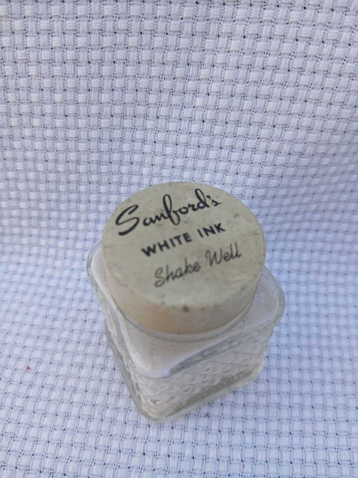 Vintage Antique Sanford\'s 3/4 oz White Ink Bottle