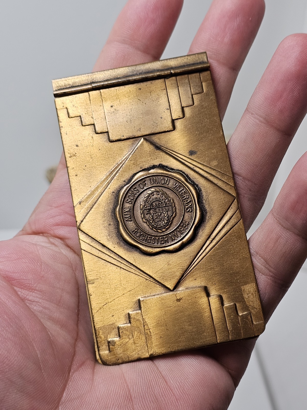 Vintage Sons of Union Veterans  Bronze Notepad Holder