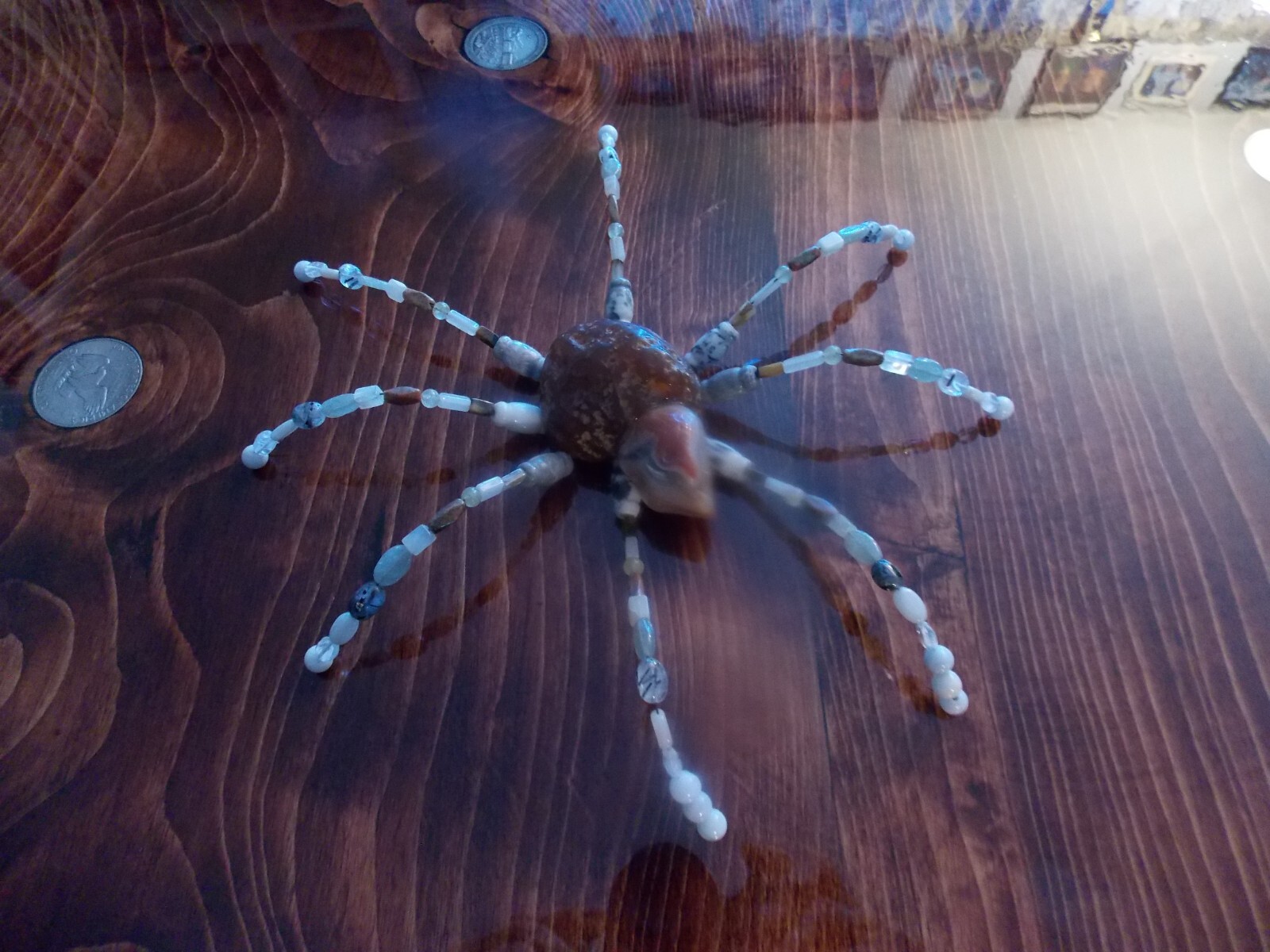 Specialty PET AGATE SPIDER, Genuine Pedigreed, ROCK BEADS Minions Stone