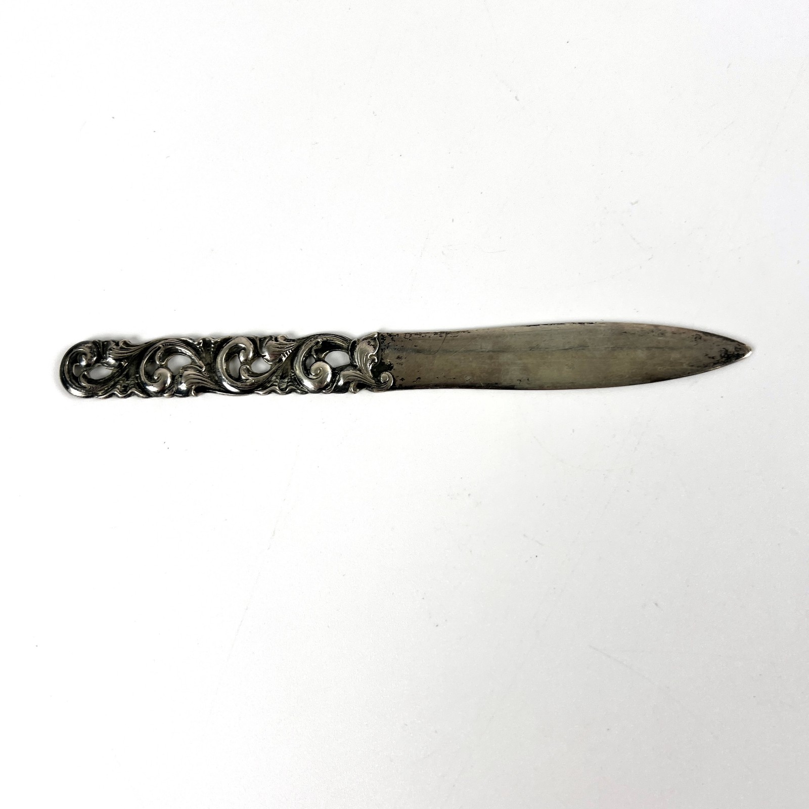 Norwegian 830 Silver Letter Opener Rococo Scroll Paper Knife 830S Vintage