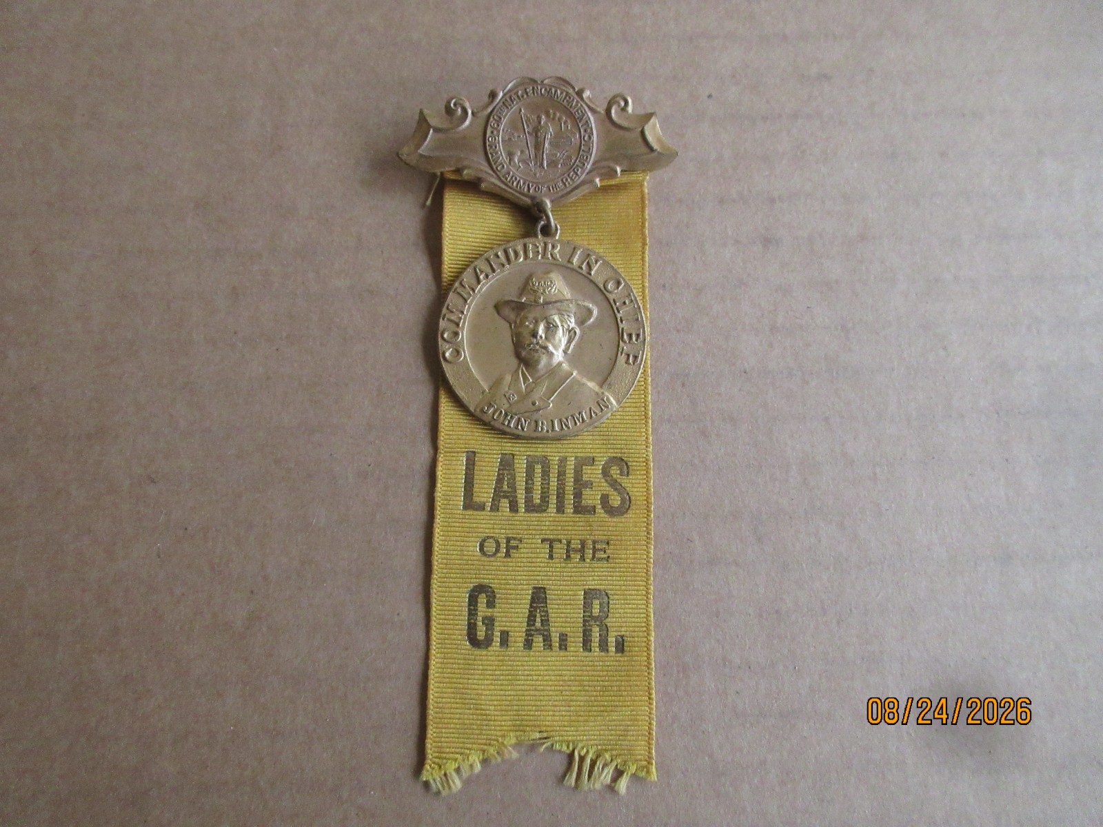 Antique 1926 Ladies of the G.A.R. National Encampment Ribbon Badge John Binman