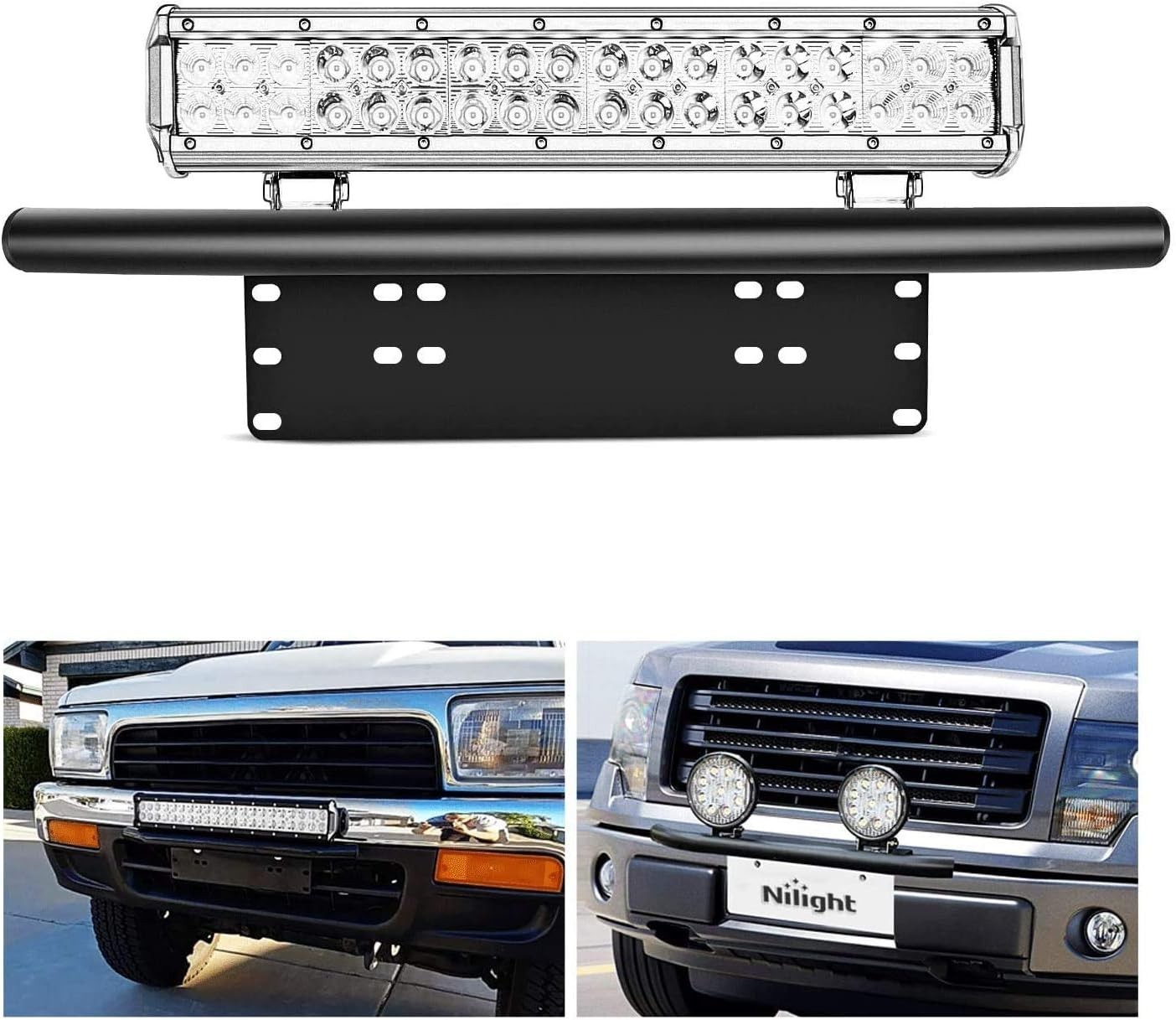 Nilight - 90021B Light Bar Mounting Bracket Front License Plate Frame Black Nilight - 90021B Light Bar Mounting Bracket Front License Plate Frame Black