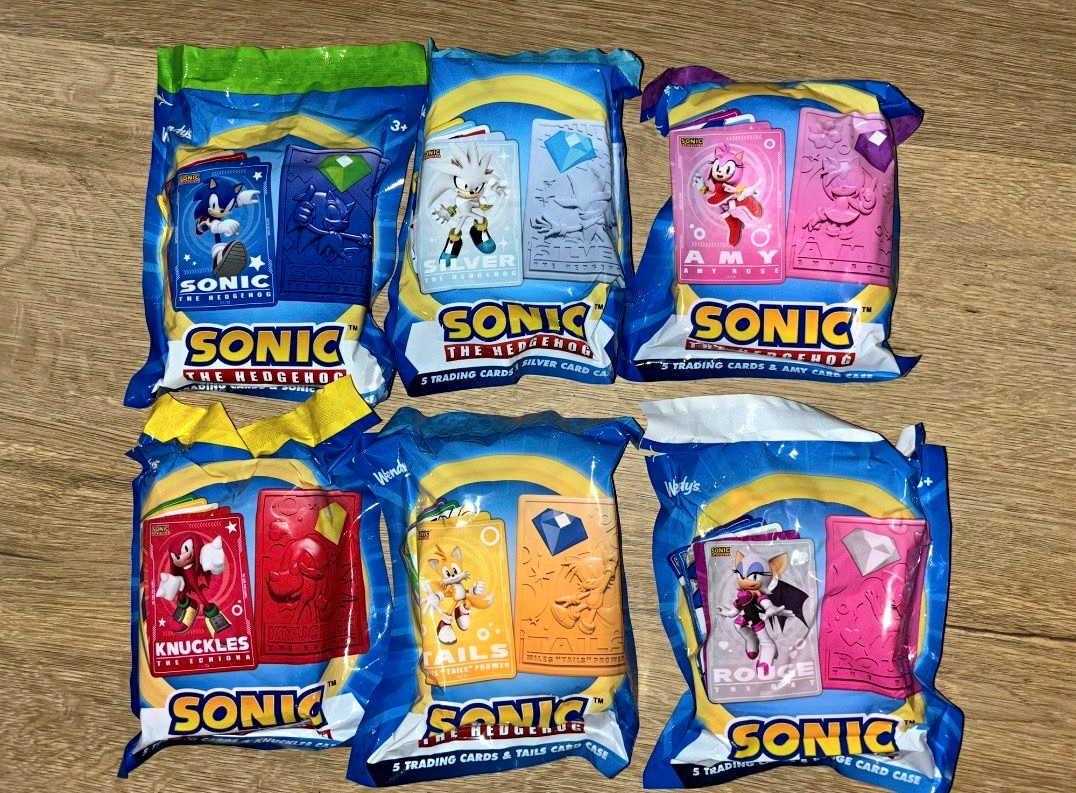 Wendy's Sonic the Hedgehog Sealed Trading Card Pack Lot - 6 Packs, 5 Cards