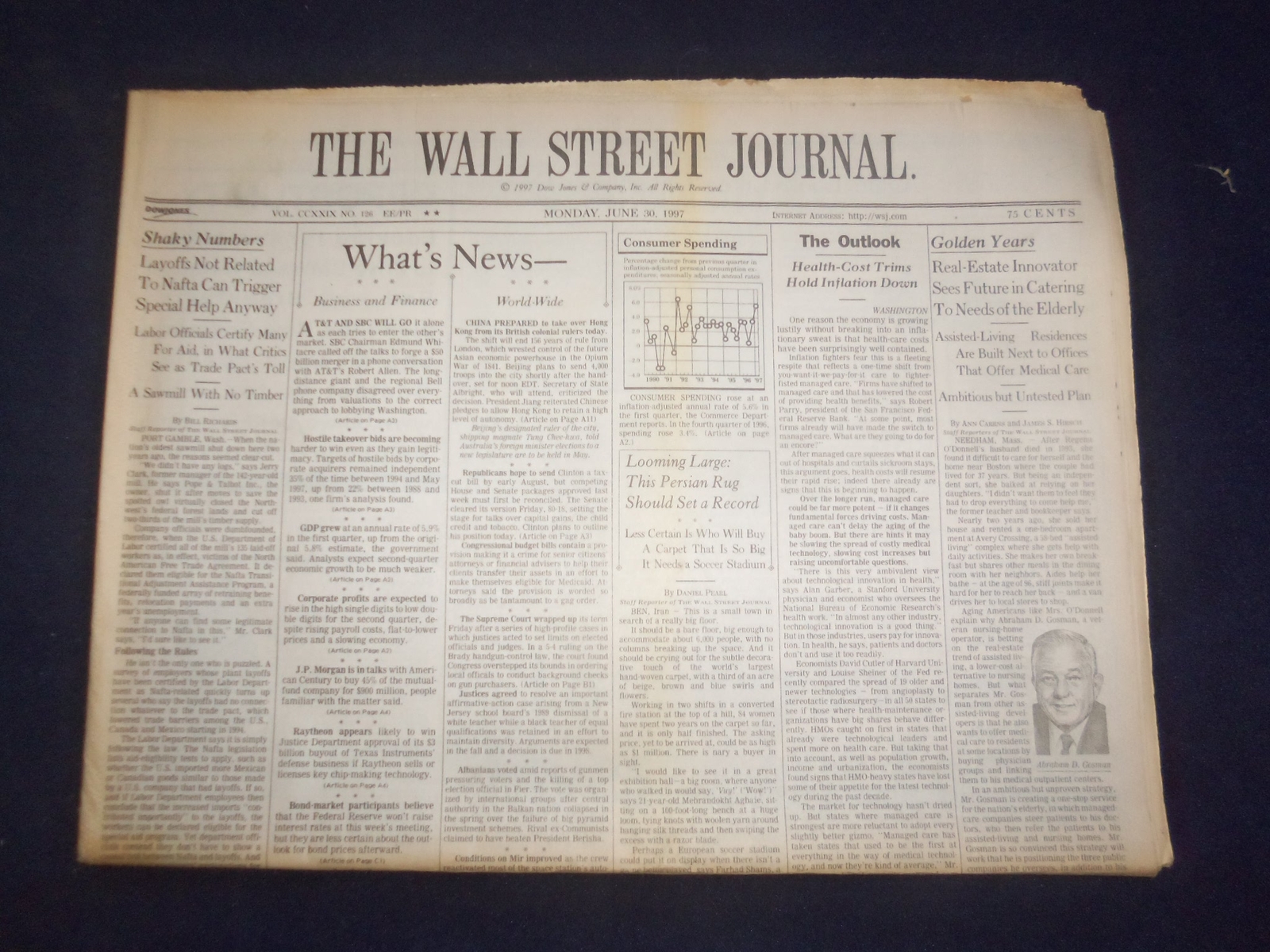 1997 JUNE 30 THE WALL STREET JOURNAL -ABRAHAM GOSMAN CATHERS TO ELDERLY - WJ 51
