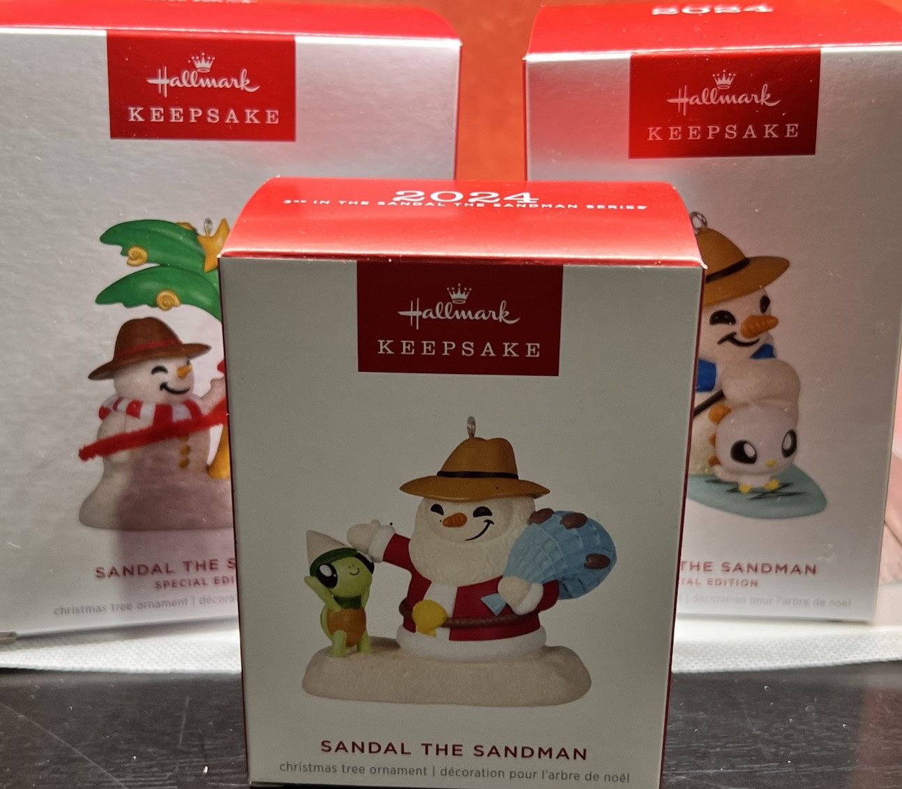 3x Hallmark Ornament Special Edition Series #3 Lot Sandal the Sandman Beach NEW