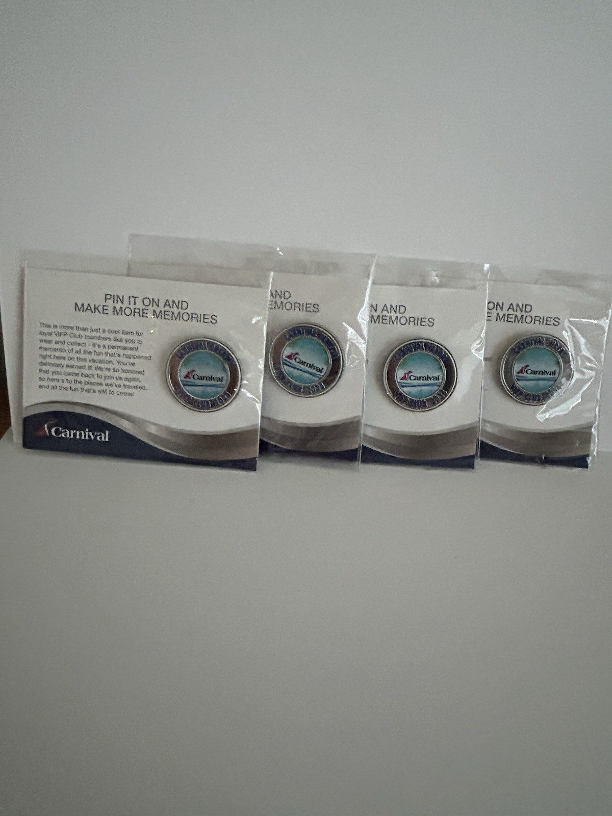 Carnival Cruise Lines 4 2025 VIFP Club Pin Set For Dream, Venezia, Valor & Vista