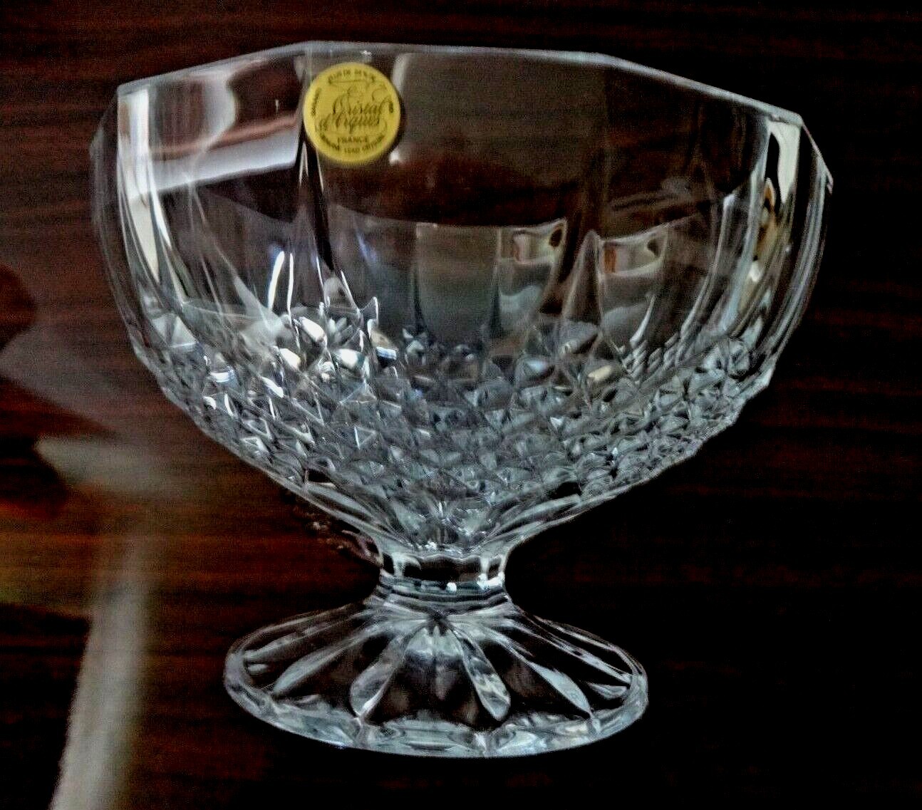 VTG Cristal D\'Arques Longchamp France 24% Lead Crystal Cut-glass Footed Bowl