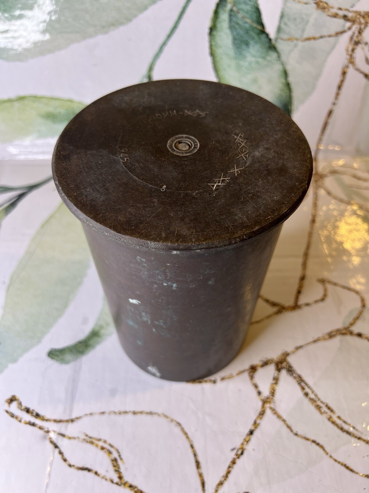 WWII Brass Trench Art 90MM M19 Pot Stamped 1945