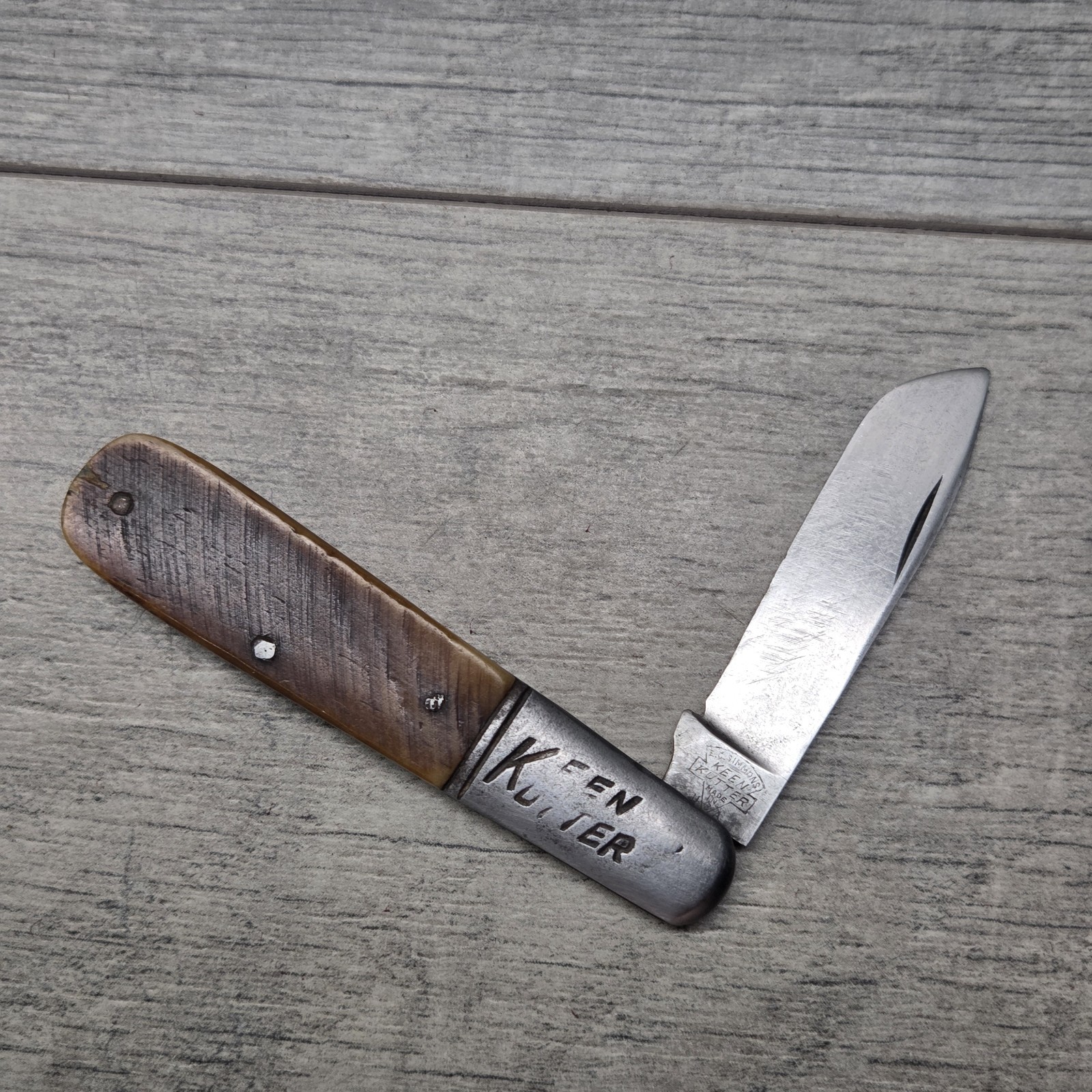 Antique E.C. Simmons Keen Kutter USA Bone Jack Pocket Knife Strong Snap