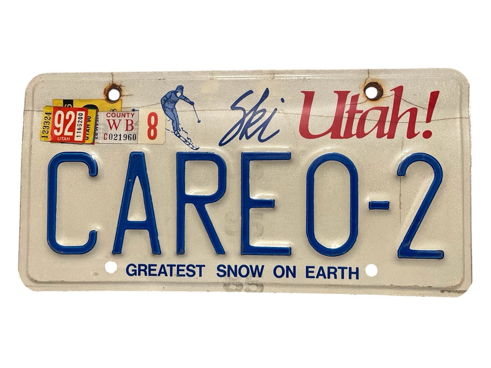 Vintage 1990’s Vanity Ski Utah License Plate 