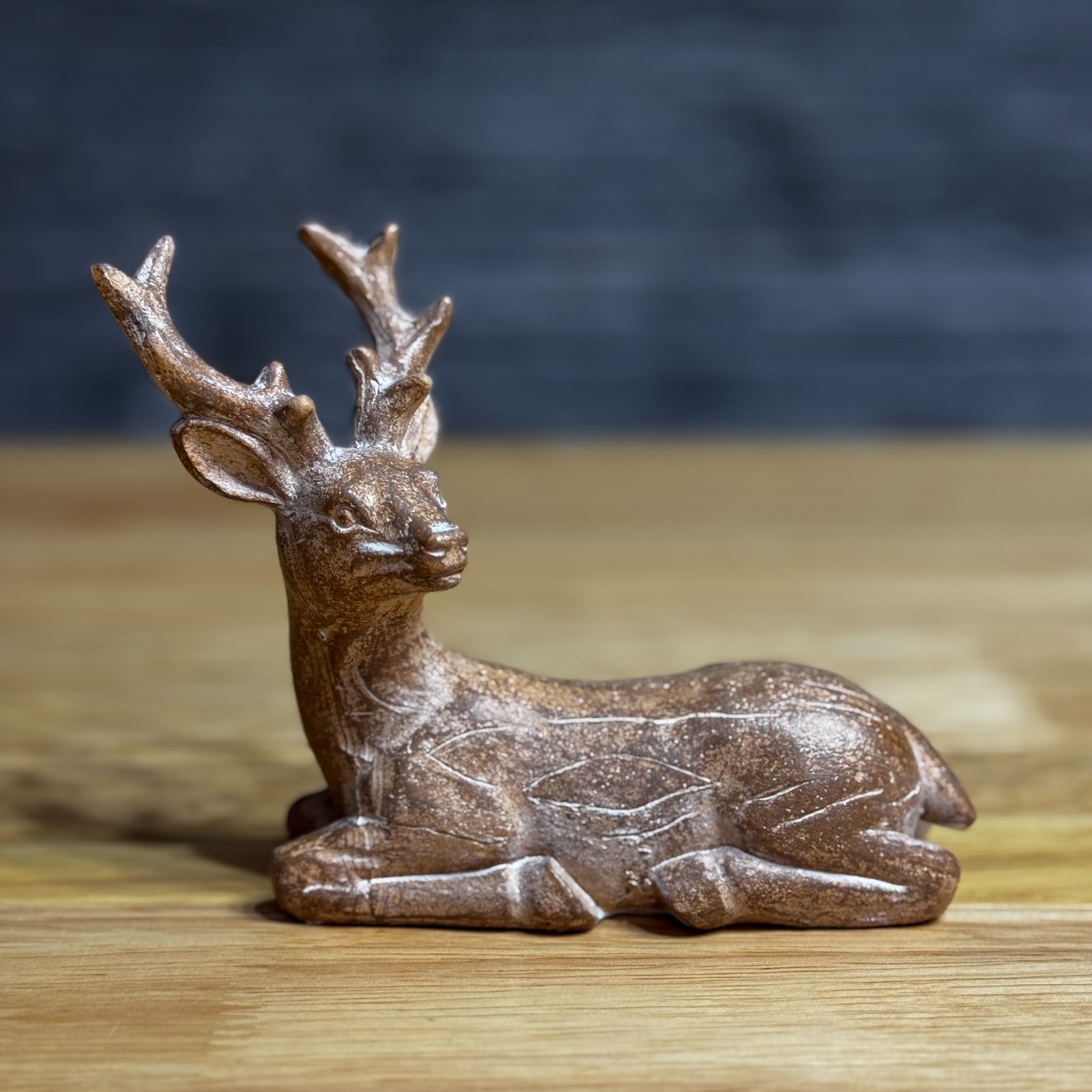 Christmas Reindeer Deer Figurine Rustic Brown Nordic Holiday Winter Decor 5 Inch
