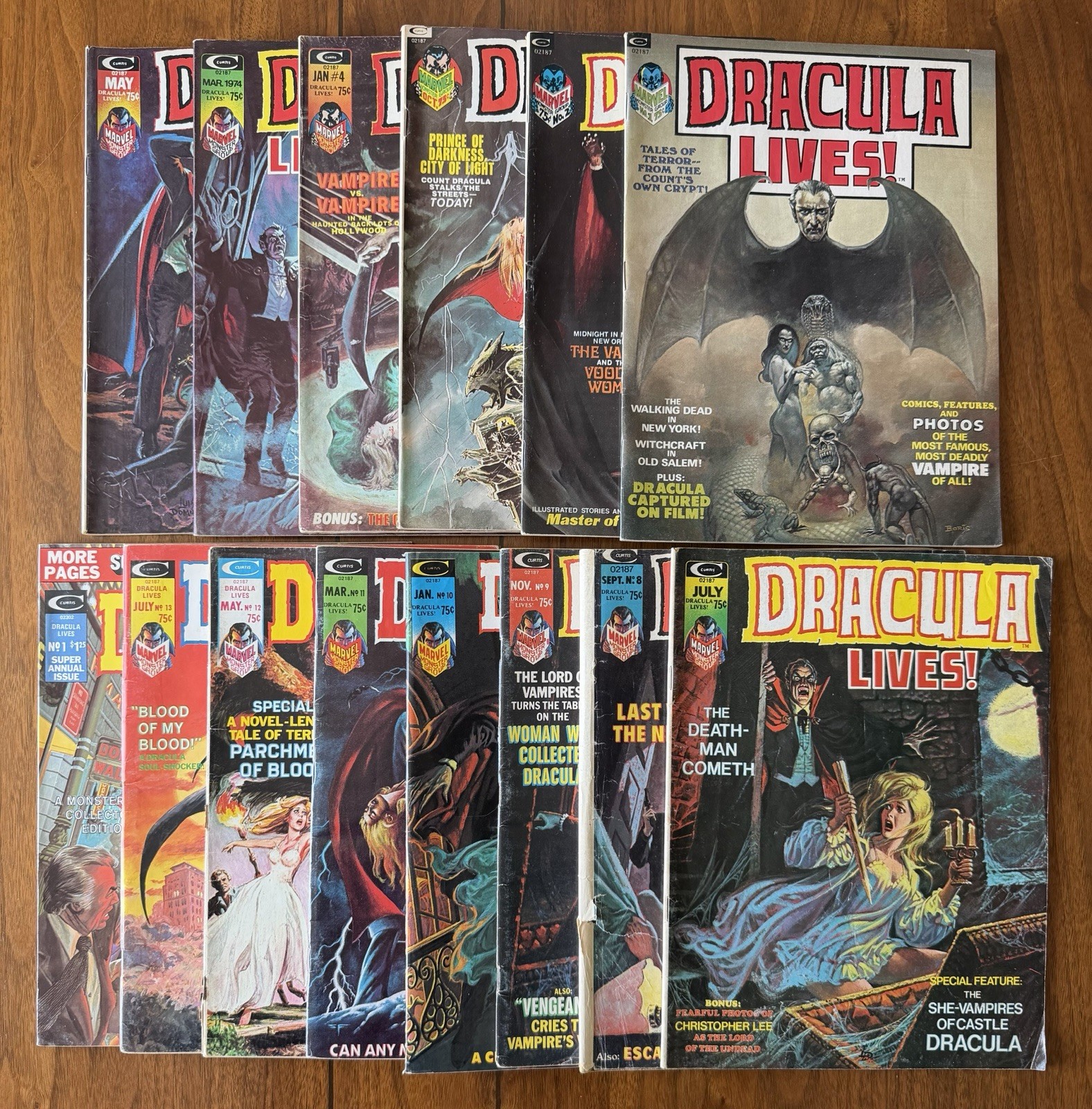 DRACULA LIVES Magazine COMPLETE SET #1-13 + Annual 1973-1975 💥 Curtis Marvel DRACULA LIVES Magazine COMPLETE SET #1-13 + Annual 1973-1975 💥 Curtis Marvel