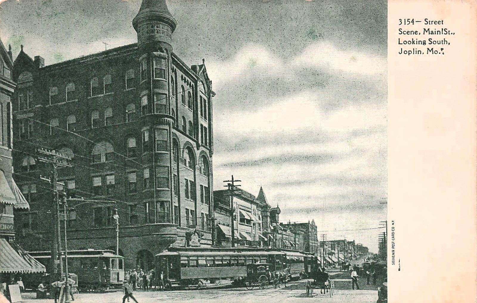 Joplin Missouri MO Main Street Keystone Hotel Hwy Route 66 Downtown Postcard F30