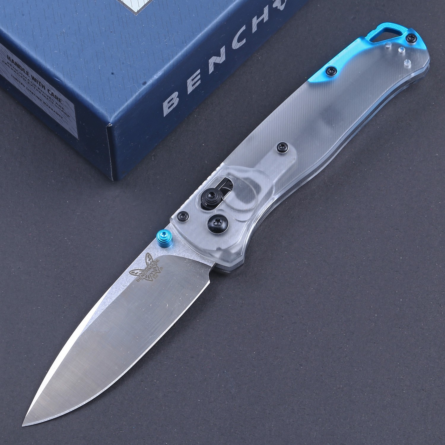 Light Weight Transparent PEI Handle Axis Lock Spear Point Pocket Knife Folding