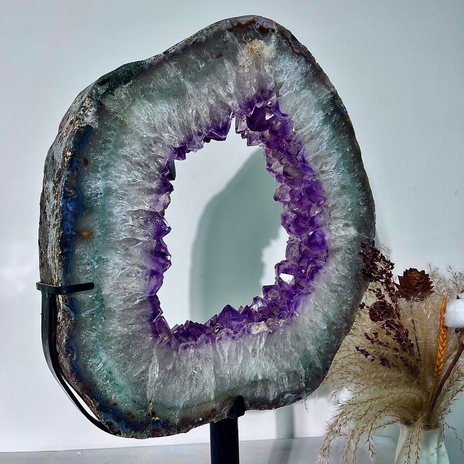 23.21LB  Natural Agate Amethyst Cave Crystal Slice shaped Hand Cut Repai