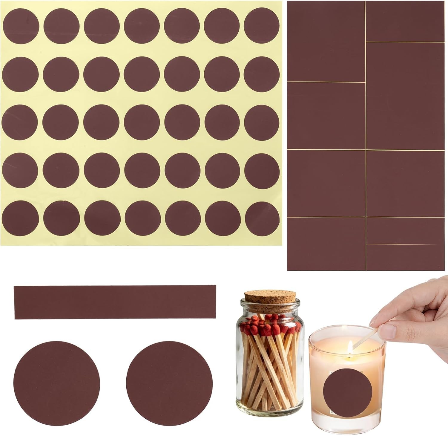 75 Match Striker Paper with,Adhesive Sticker for Candles Match Holder Box 75 Match Striker Paper with,Adhesive Sticker for Candles Match Holder Box