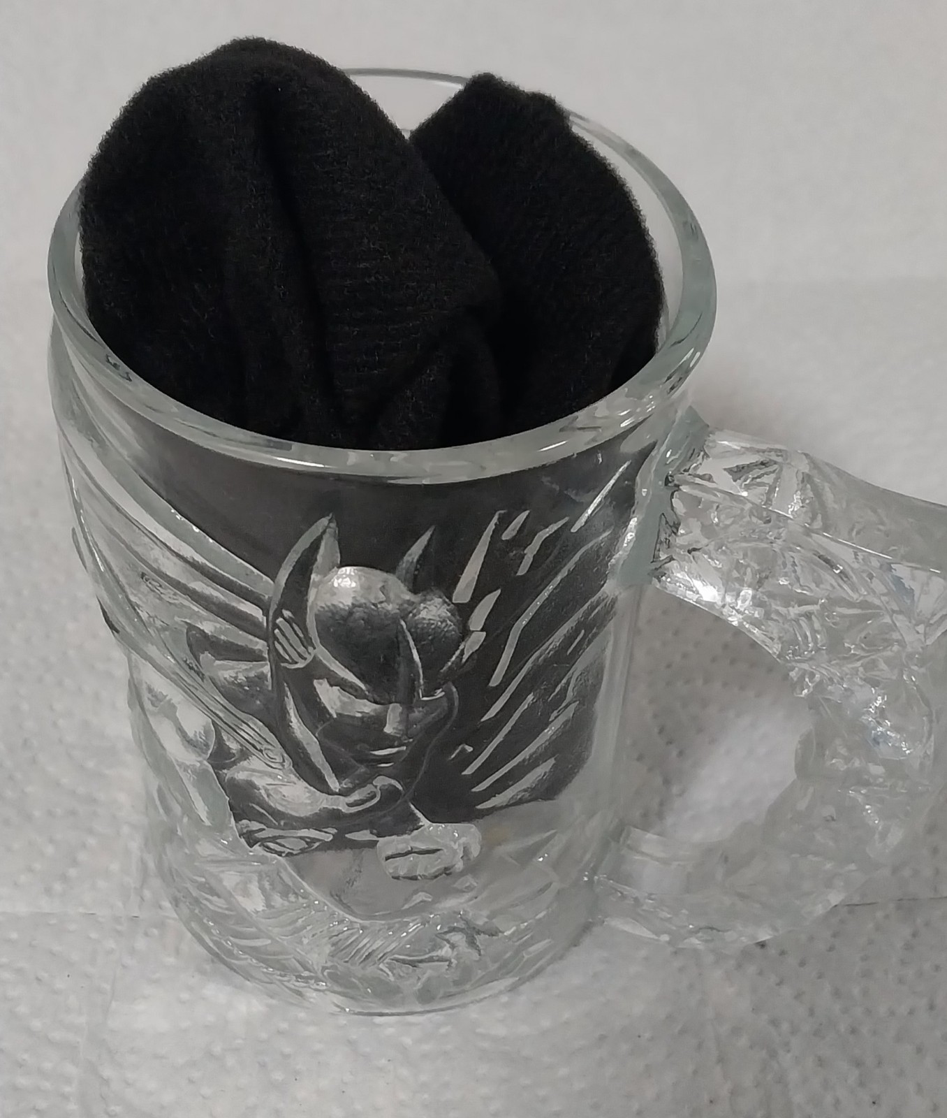 Batman Forever McDonalds 1995 Batman Embossed Glass Mug Batman Forever McDonalds 1995 Batman Embossed Glass Mug
