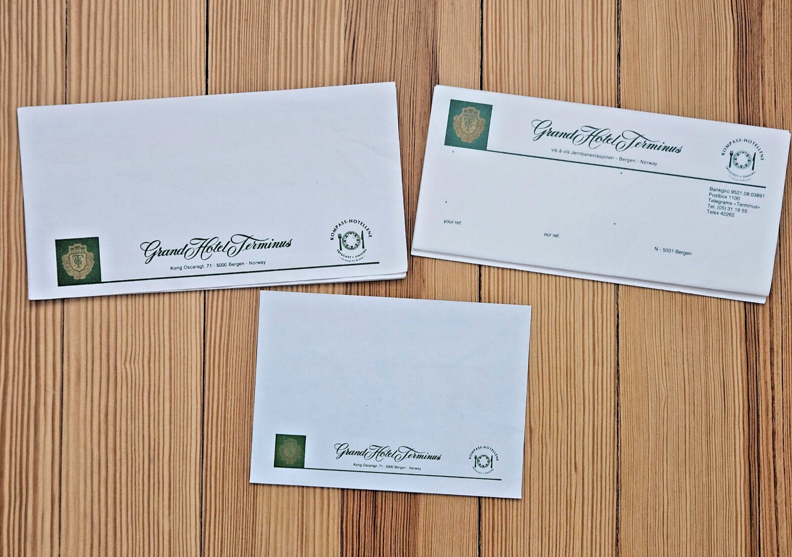 Vintage Grand Hotel Terminus Stationery Paper & Envelopes, Bergen Norway