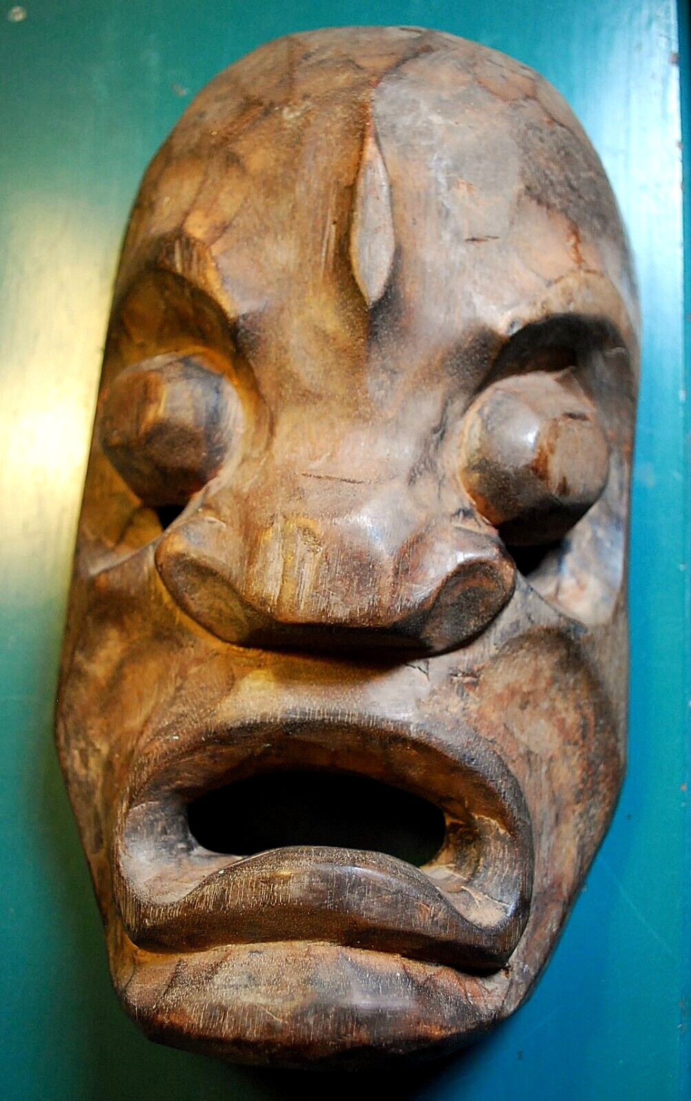 Vtg African Tribal HAND CARVED Ceremonial MAHOGANY WOOD Mask GHANA 10\