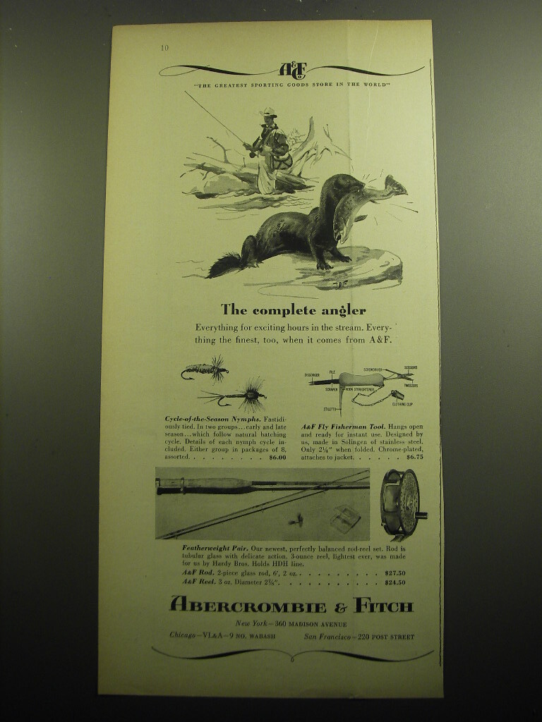 1958 Abercrombie & Fitch Fishing Equipment Ad - The complete angler 1958 Abercrombie & Fitch Fishing Equipment Ad - The complete angler