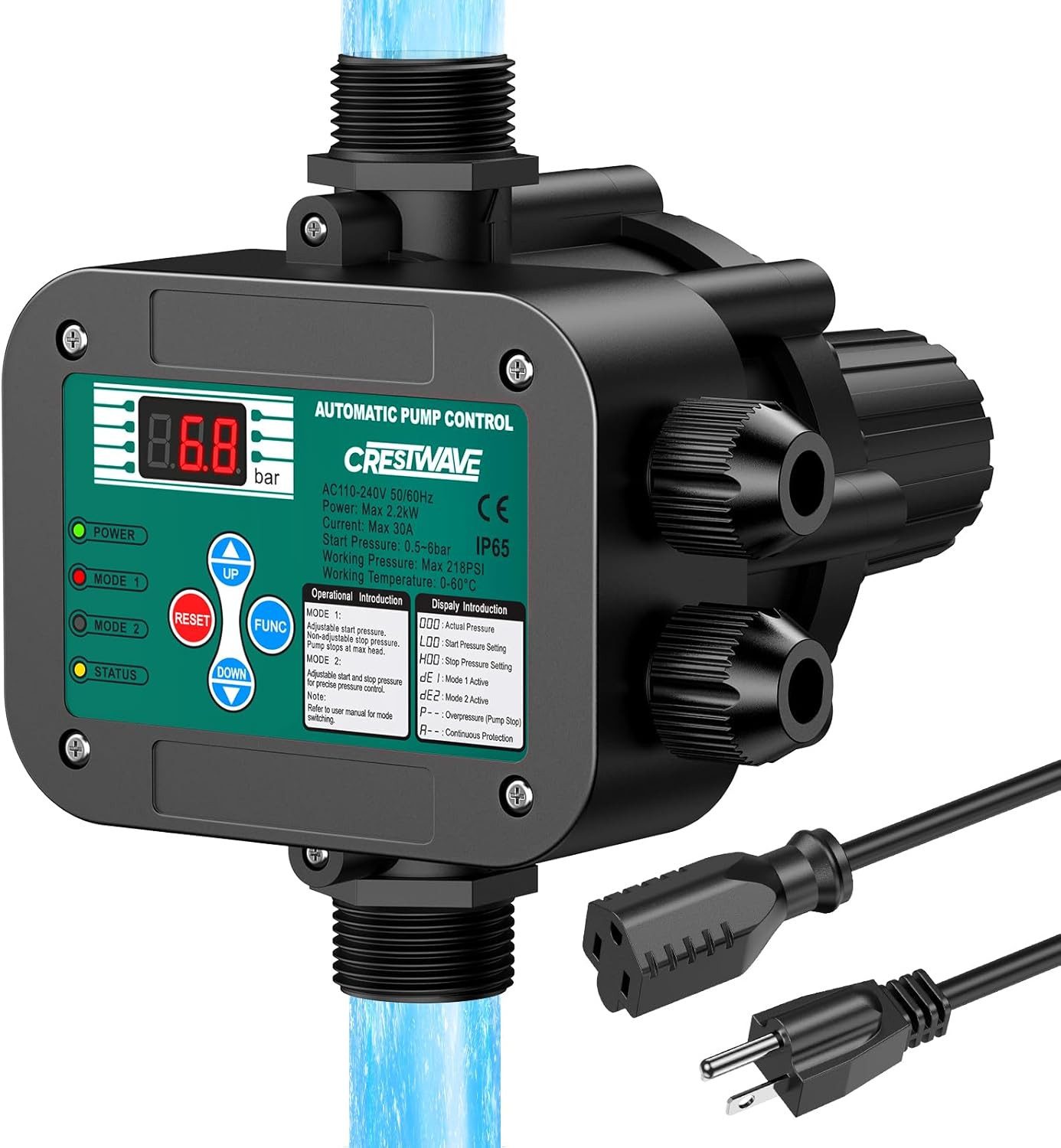 Smart Adjustable Pressure Switch for Well Pump, Automatic Water Pumps Switch, Dr