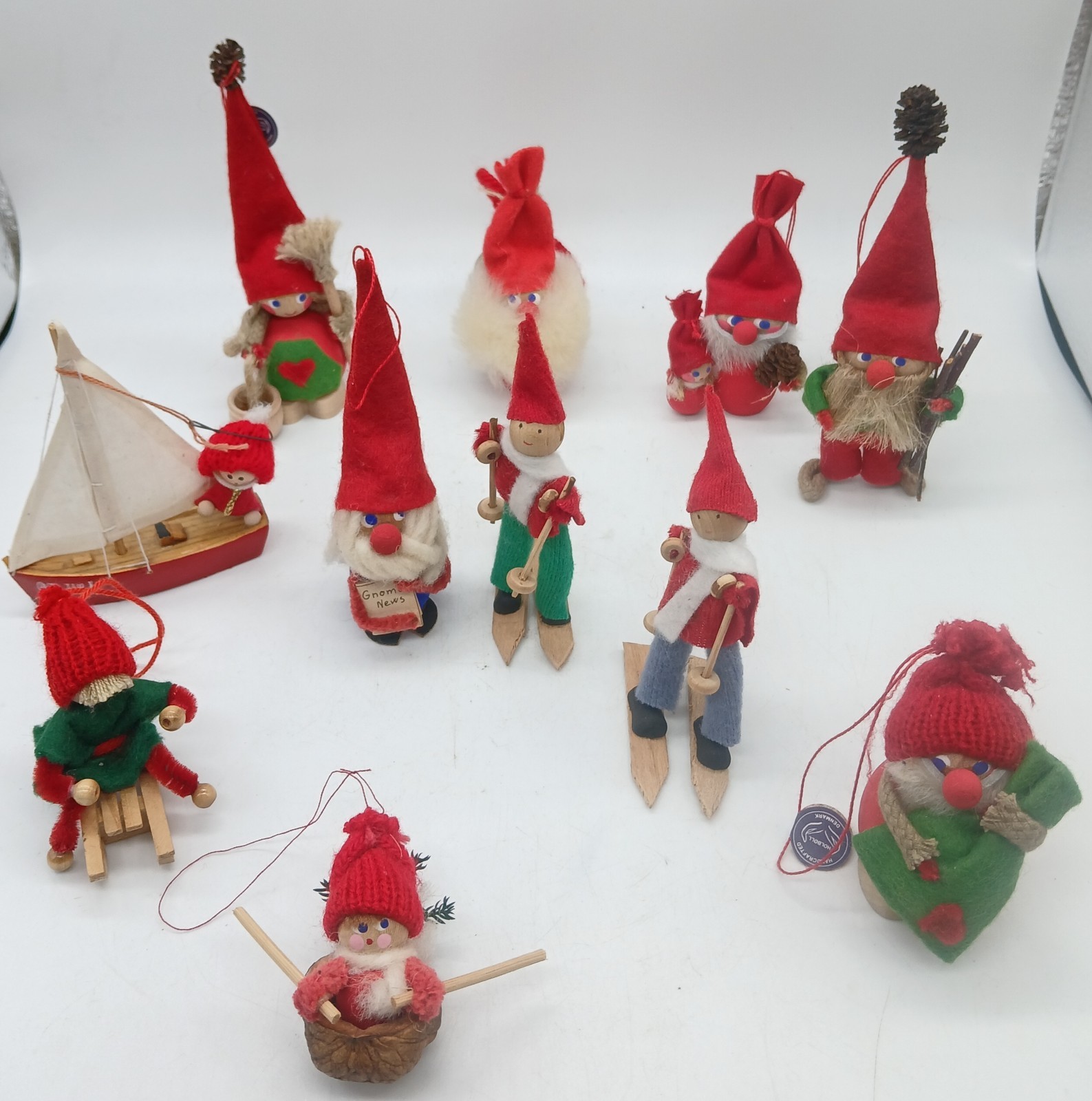 Vintage Danish Holboll Wooden Christmas Figures Handmade Denmark Folk Art x11