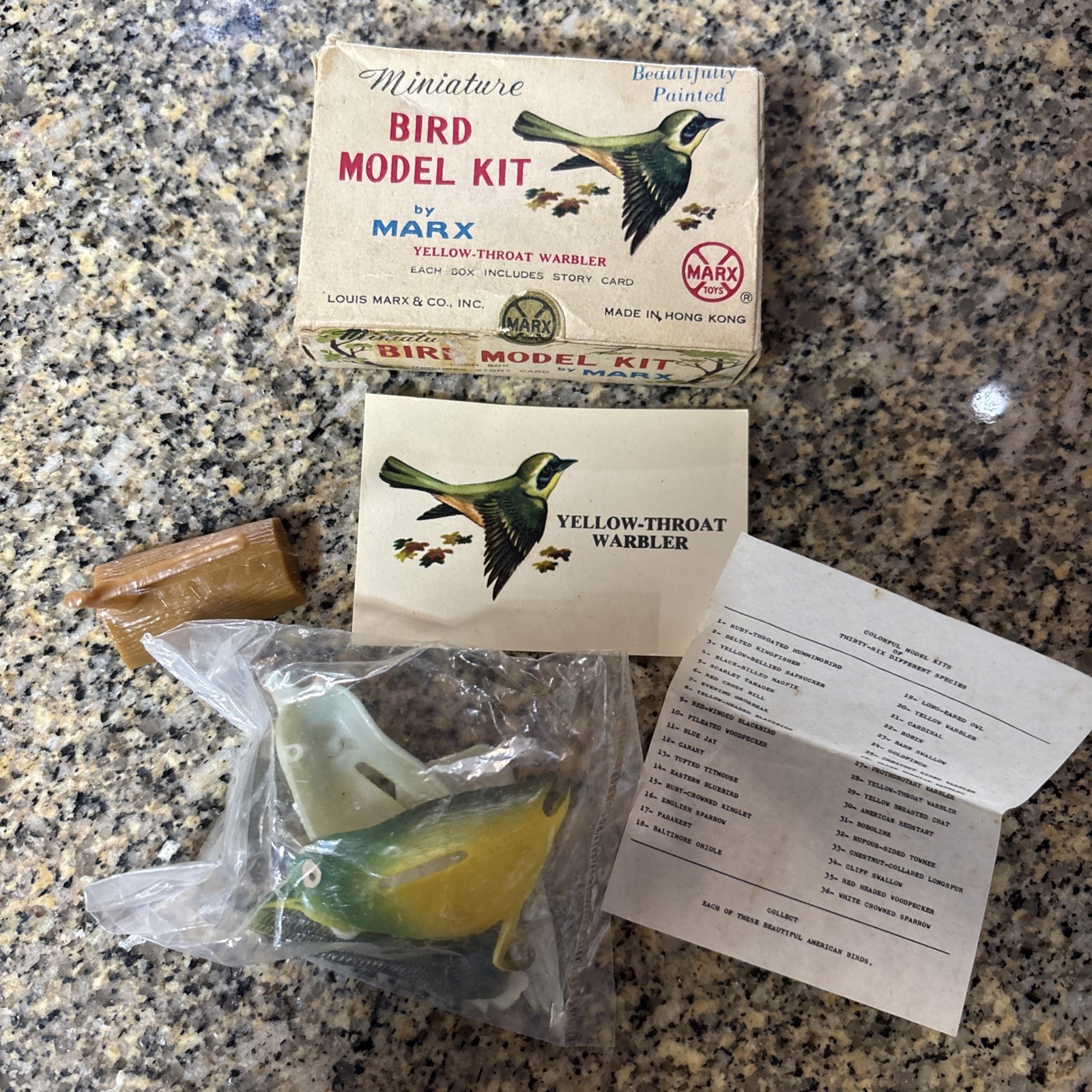 Vintage MARX Miniature Bird Model Kit YELLOW-THROAT WARBLER 6157
