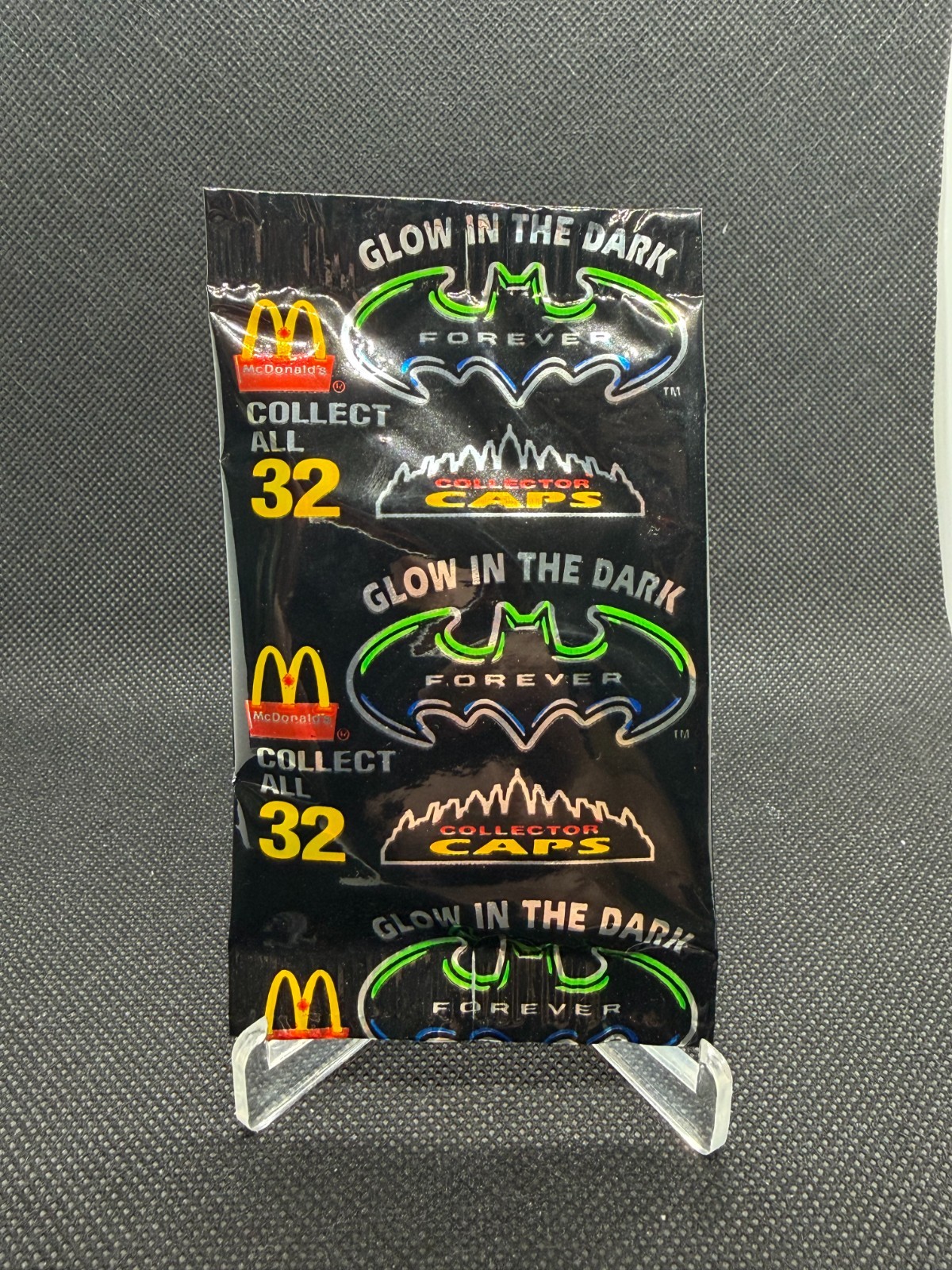 1995 McDonald's Batman Forever Glow in the Dark Collector Caps Sealed Promo