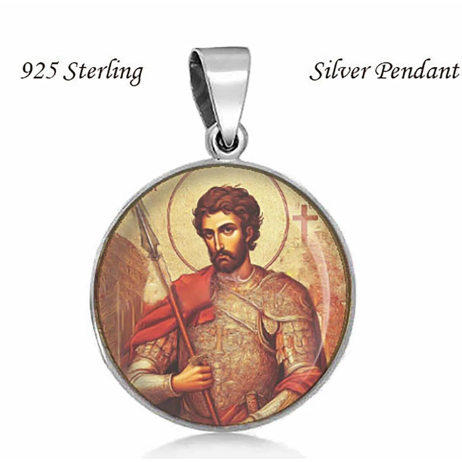 Saint Longinus Sterling silver 925 Christian Medal Patron Pendant Passover Gift