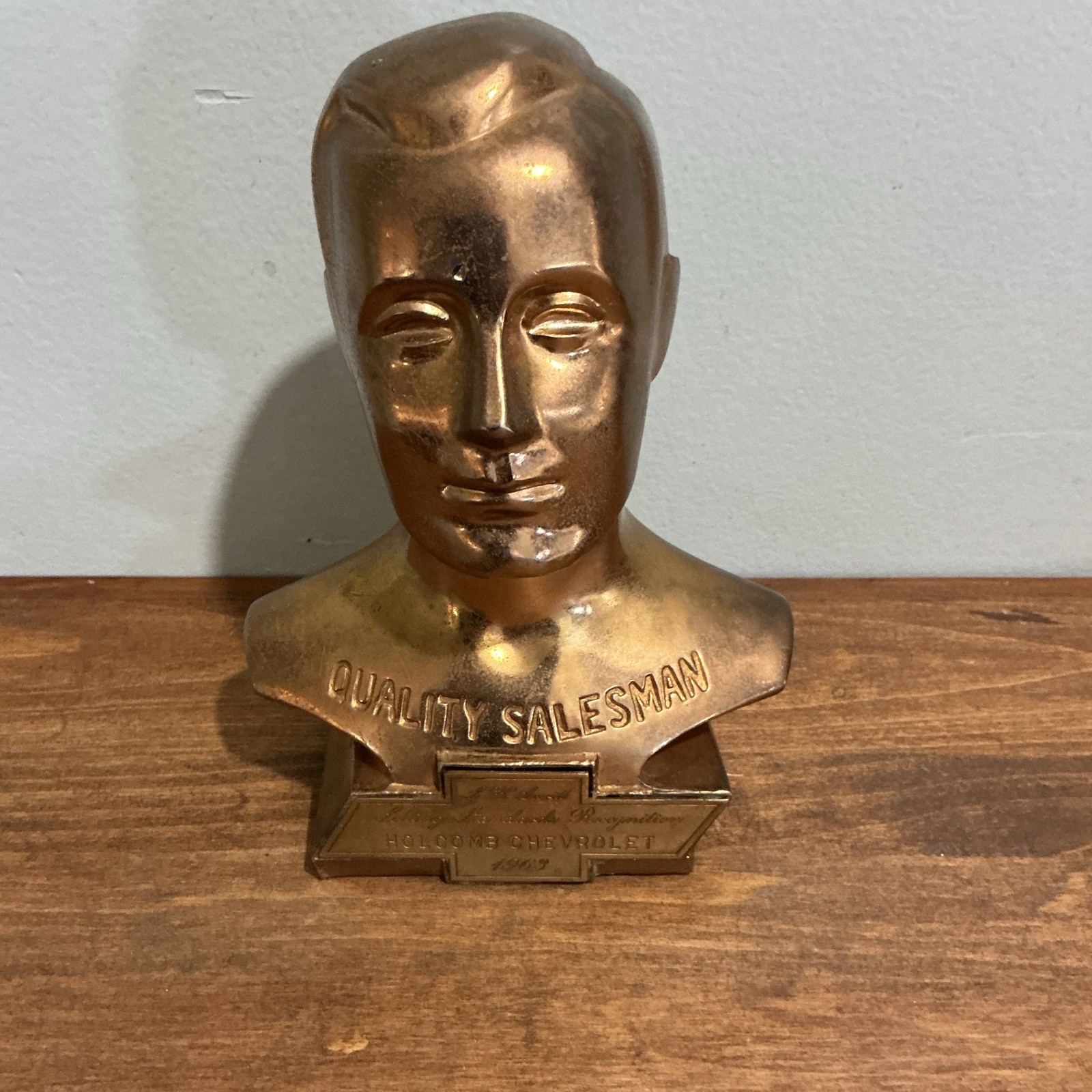 1960s Chevrolet Quality Salesman vintage Brass RARE Gas Oil Advertising 