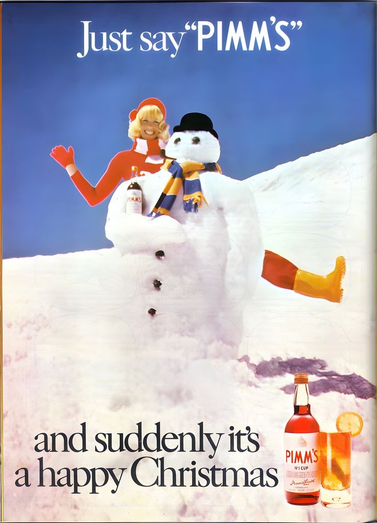 Pimm's Vintage Christmas Advertisement Poster - Seasonal Holiday Print 24x36