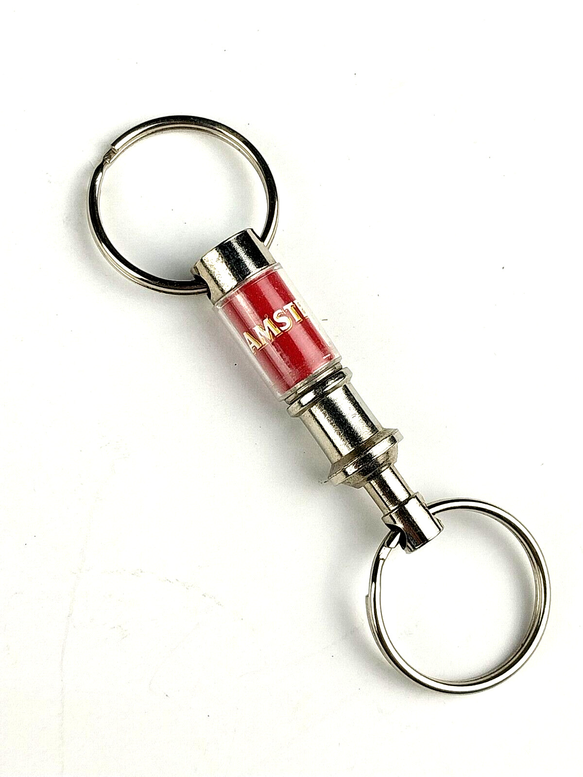 Vintage Amstel Light Beer Advertising Pull-Apart Keychain Dual Ring