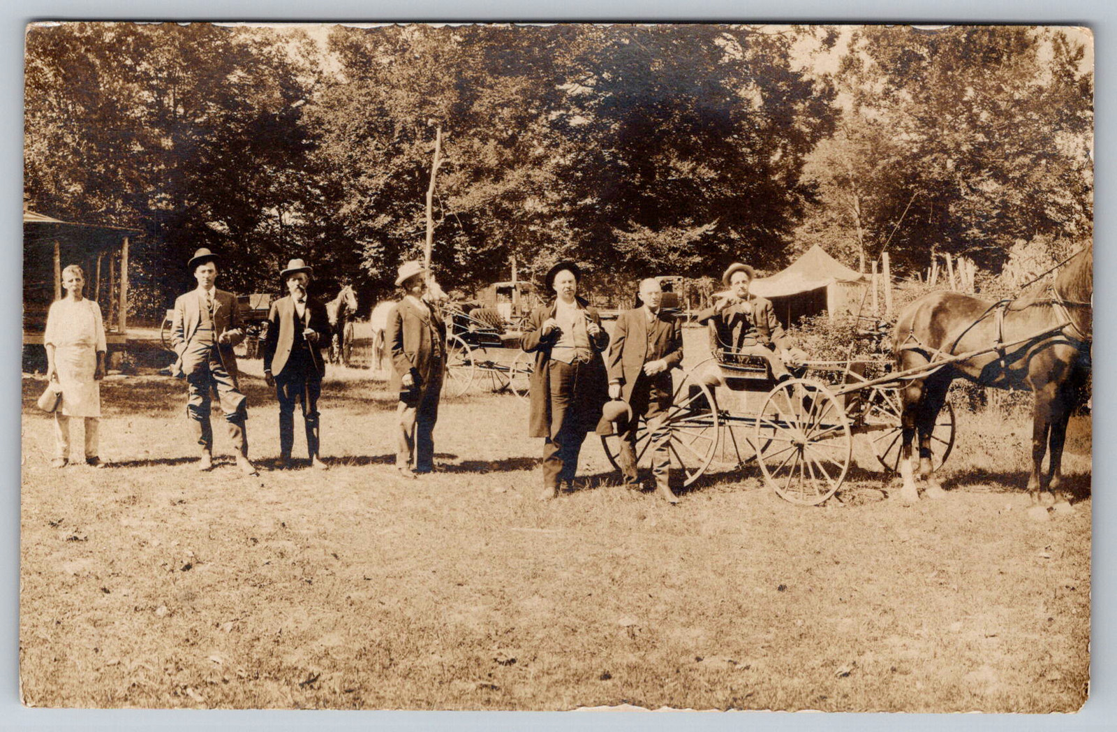 RPPC c1900s Group Portrait Men Horse-Drawn Carriage White Cloud Kansas Postcard RPPC c1900s Group Portrait Men Horse-Drawn Carriage White Cloud Kansas Postcard