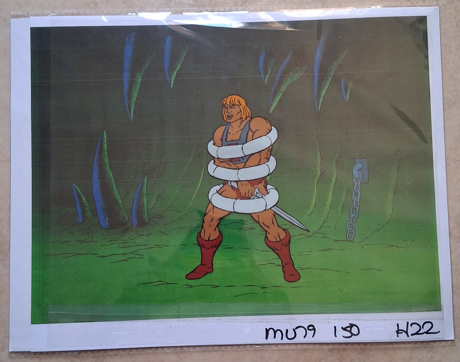 He-man Original Production Cel With Copy Background Motu Filmation B9