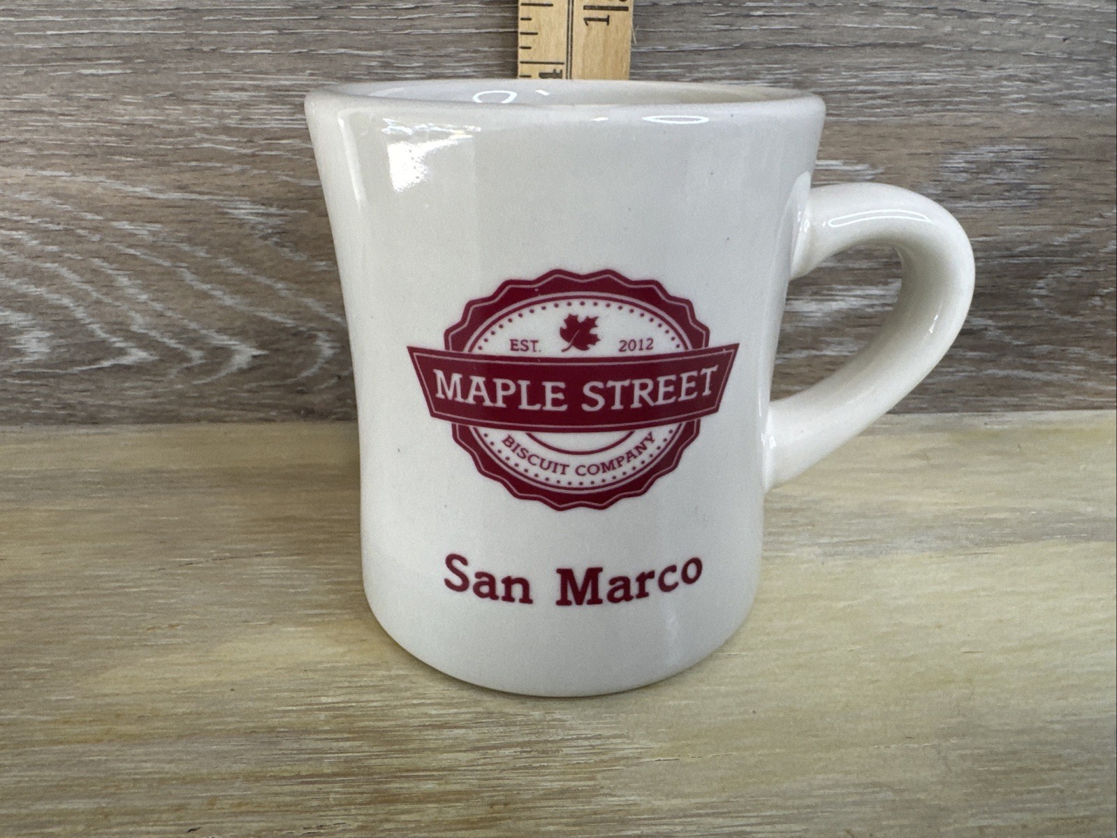 Maple Street Biscuit Company Ceramic Coffee Mug Red & White San Marco Rare