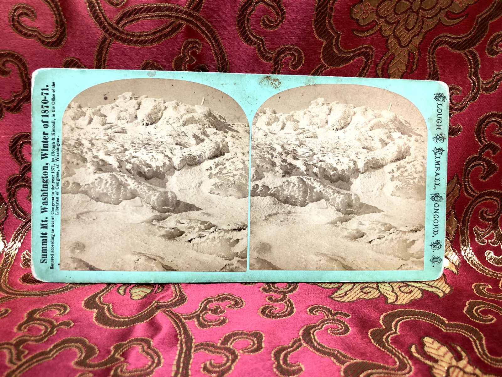 Antique 1870-1871 Clough Kimball Stereoview SUMMIT Mt.WASHINGTON White Mtns NH