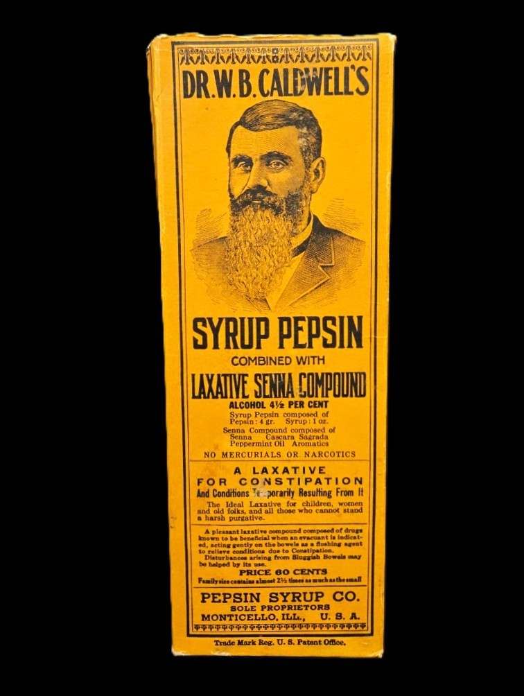 Antique Dr. W.B. Caldwell\'s Syrup Pepsin with Laxative Senna Compound Unopened