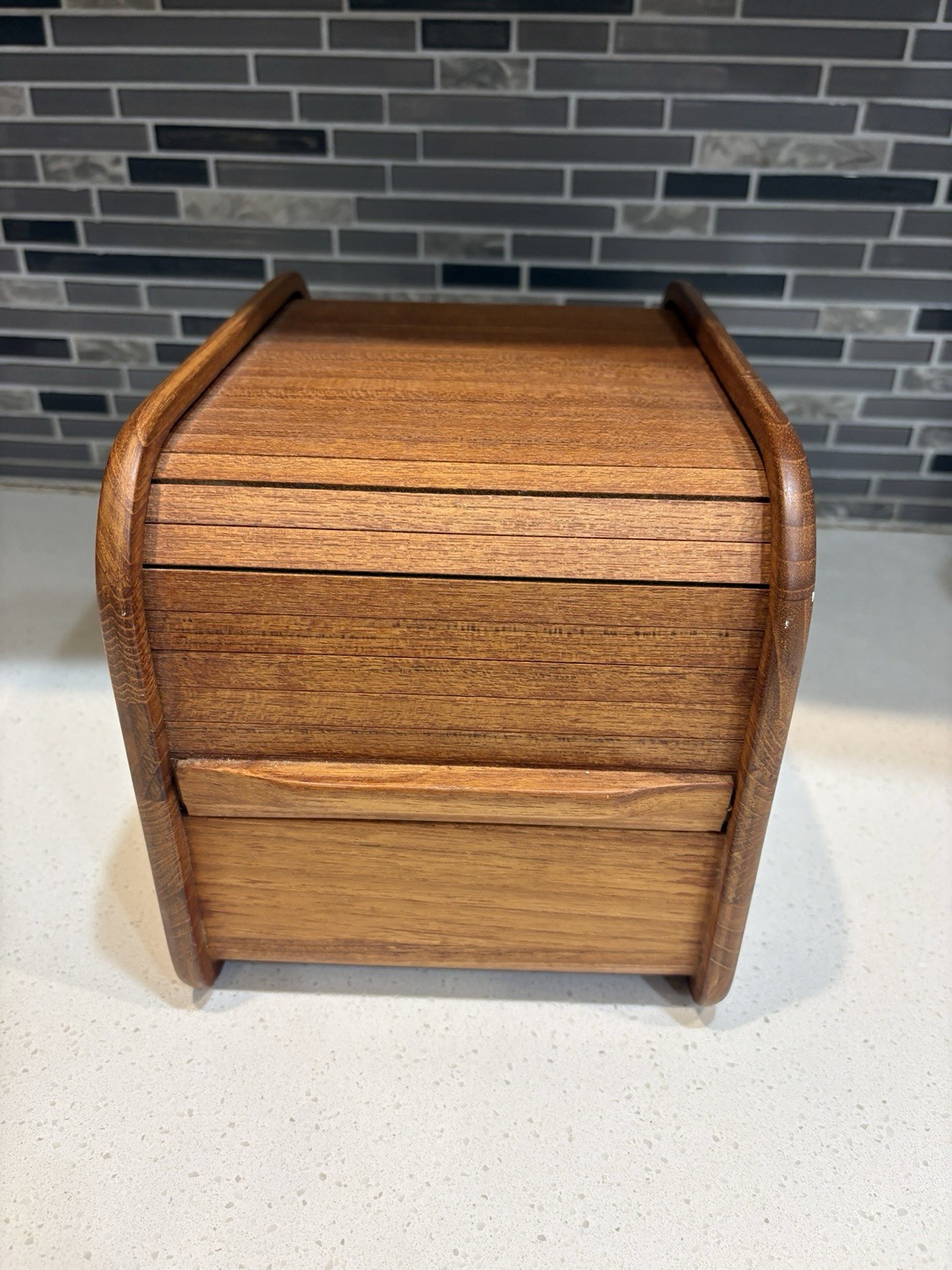 Vintage Mid Century Kalmar Thailand Teak Tambour Rolling Door Storage Desk Box Vintage Mid Century Kalmar Thailand Teak Tambour Rolling Door Storage Desk Box