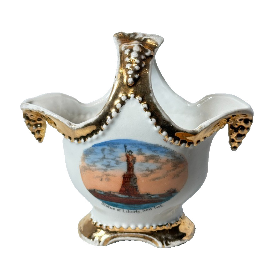 STATUE OF LIBERTY - NY NEW YORK Souvenir ANTIQUE CHINA TRINKET DISH STATUE OF LIBERTY - NY NEW YORK Souvenir ANTIQUE CHINA TRINKET DISH